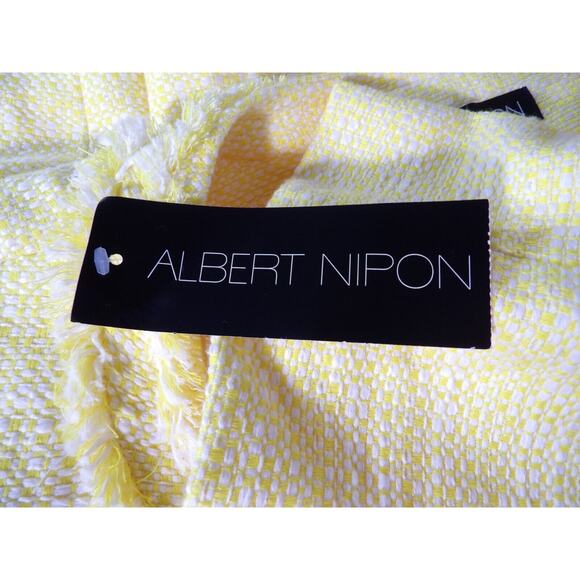 Albert Nippon Sz 18 Jacket Tweed Trench Coat Yellow Lemon Creme Long NWT - Picture 4 of 16